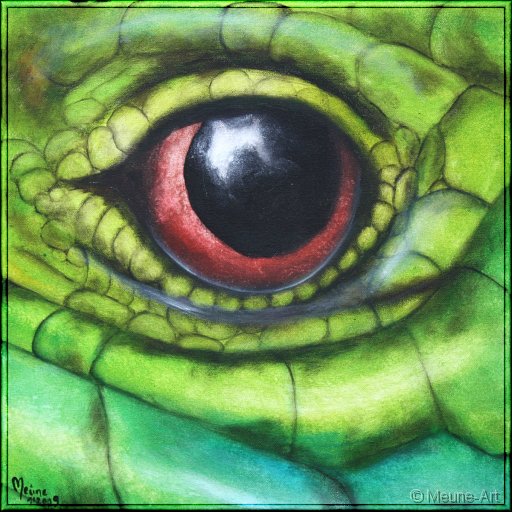 Augenblick einer gruenen Smaragdeidechse Acryl auf Leinwand;
30 x 30 cm